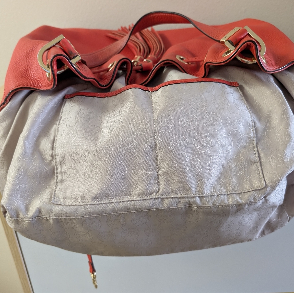 Michael Michael Kors Large Red Camden Pebbled Leather Shoulder Bag, EUC - Picture 10 of 14